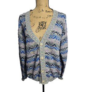 Vintage Pronto Uomo Designer Made in Italy Space Dye Cardigan